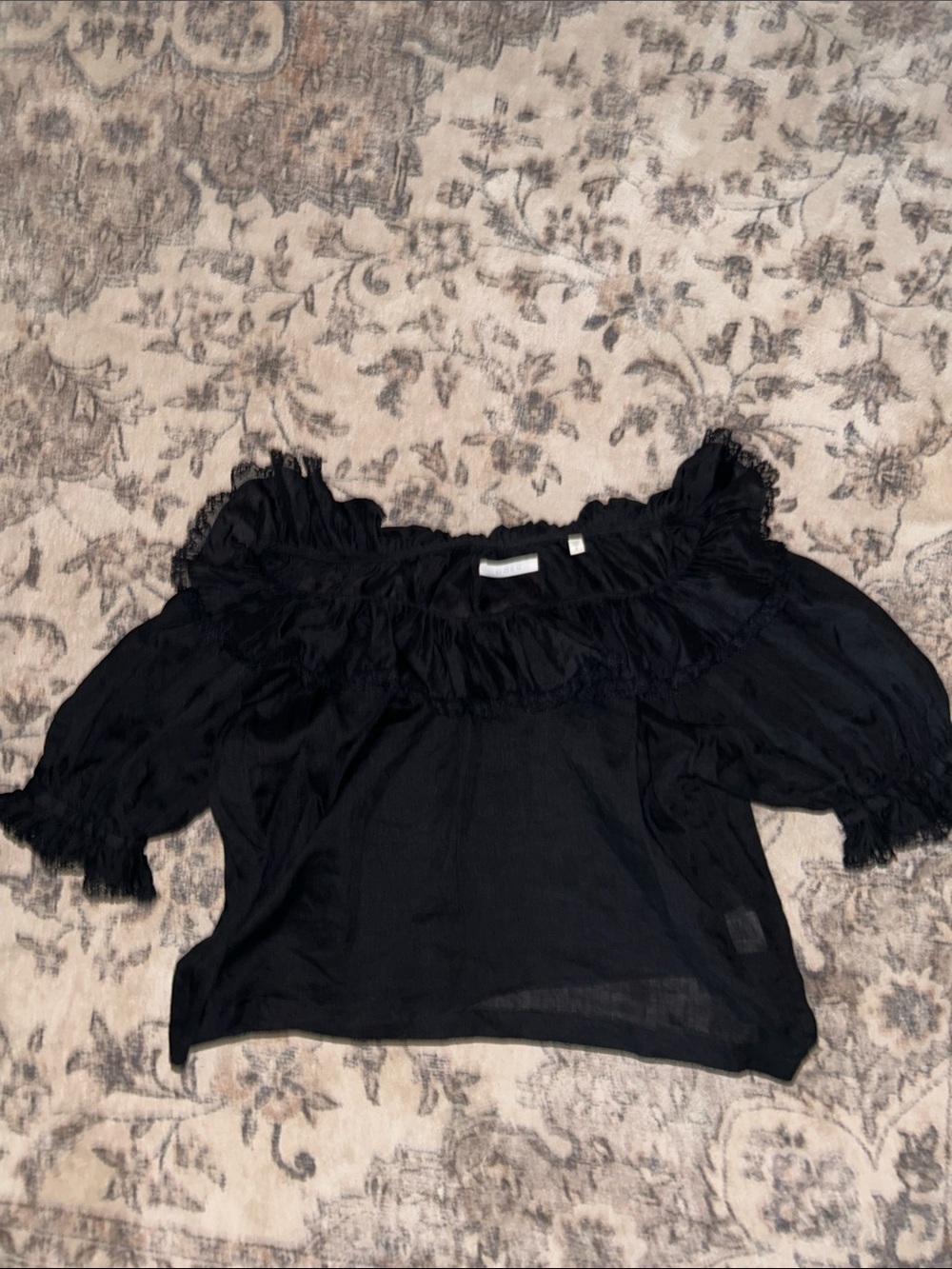 Doen Black Ruffled Off-Shoulder Blouse